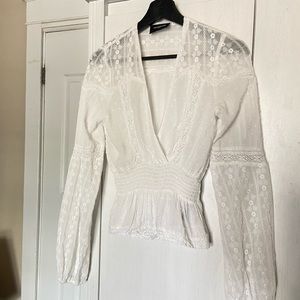 White blouse with long sleeves